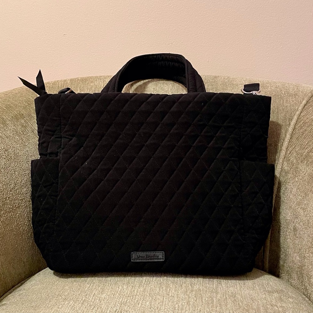 Vera Bradley Black Quilted Tote with Adjustable Strap
